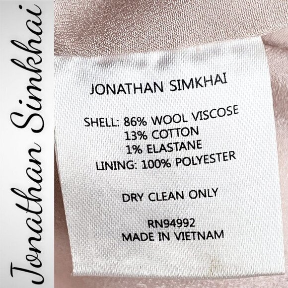 JONATHAN SIMKHAI Powder Pink Bustier Ruffle Wool Blend Mini Dress, Size 4 - Picture 9 of 10